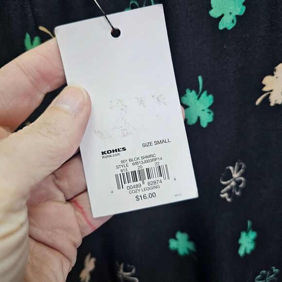 Celebrate Together Black St. Patrick's Day Shamrock Leggings Size Smal - Picture 6 of 9